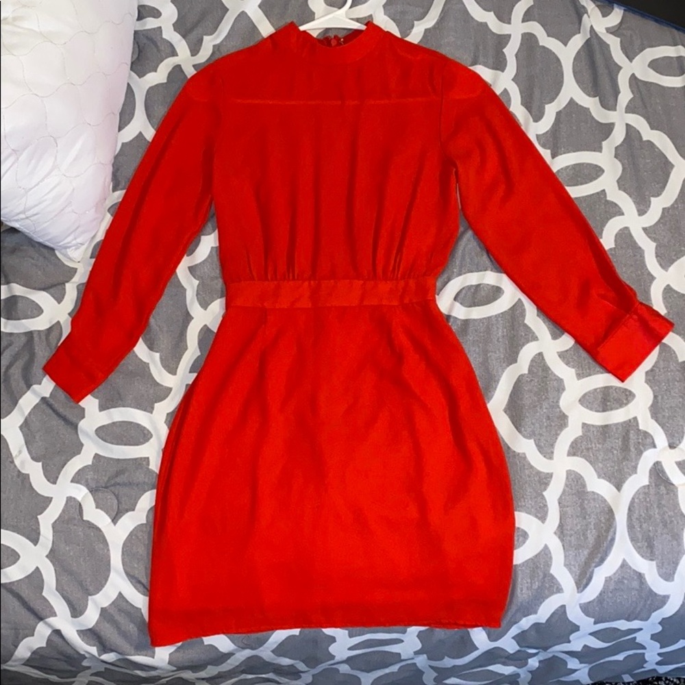 Asos long sleeve red dress